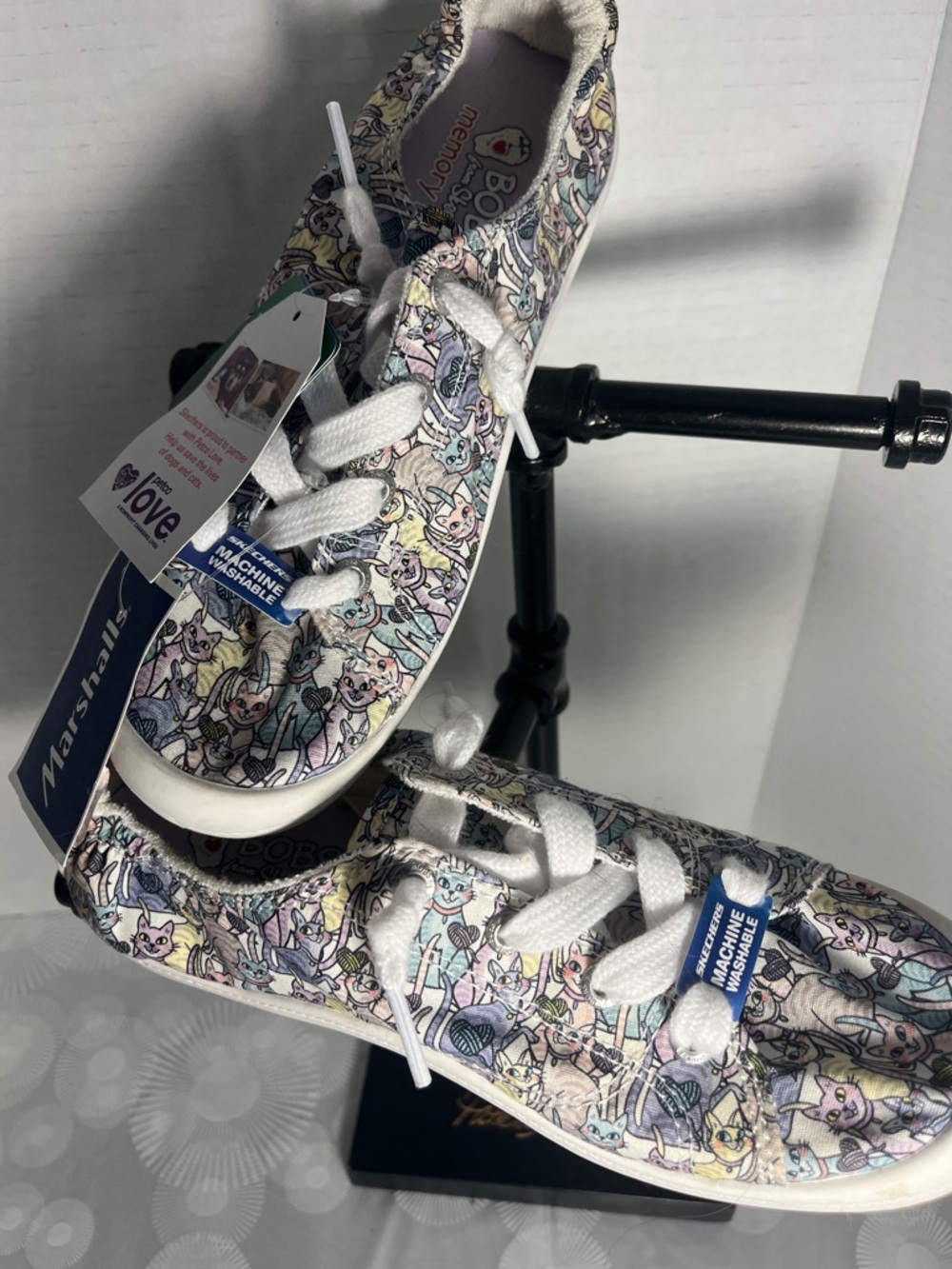 BOBS from Skechers Pastel Multi Cat-Print Lace-Up Sneakers